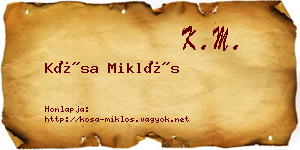 Kósa Miklós névjegykártya