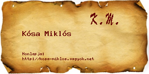Kósa Miklós névjegykártya